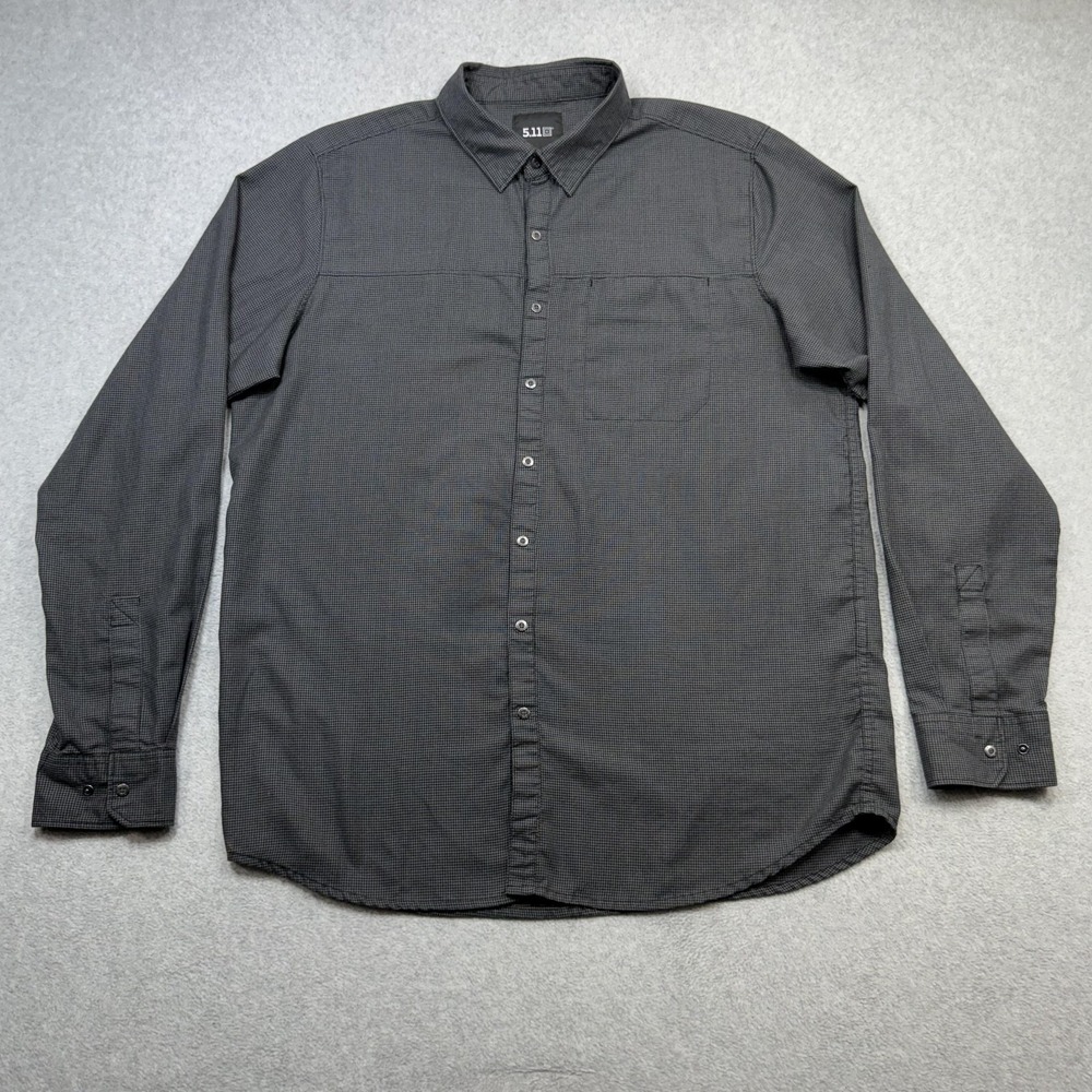 511 Tactical Shirt Mens Medium Gray Houndstooth Long Sleeve Snap Lightweight